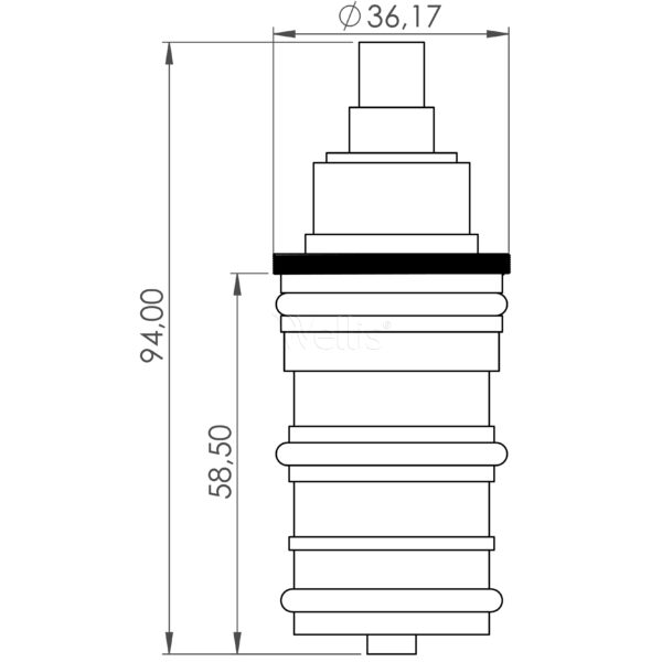 Cartridge thermostat metal for cabins Mariner Black V3, Silver V3, Glam, Bonita, Monza Wellisparts 3