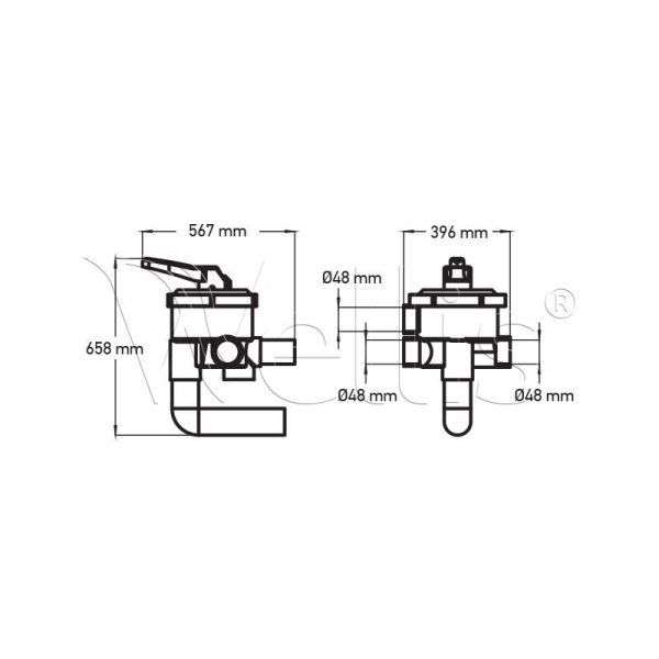 Keverőszelep homokszűrő tartályhoz S450/S500/S650 Wellisparts 3