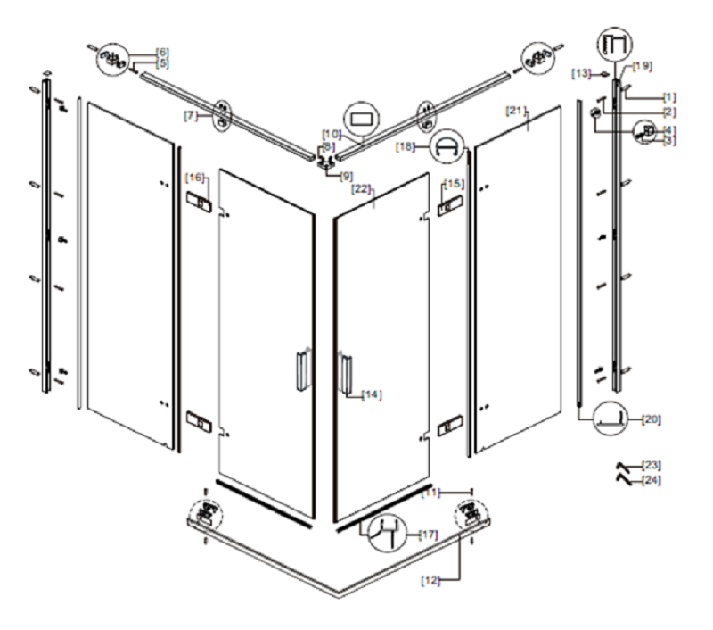 Murano hinge 4 pcs Wellisparts 3