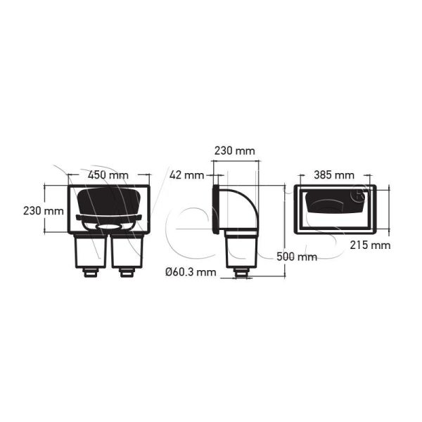 Szűrőház fali 2 szűrős (Fusion) Wellisparts 3