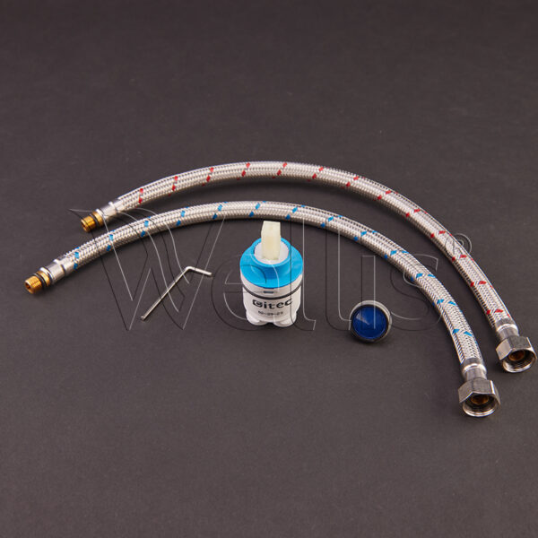 Mitigeur Rundo, Cosmo, Robinet de lavabo Asti – insert, aérateur, tuyaux de raccordement Wellisparts Mitigeur Rundo, Cosmo, Robinet de lavabo Asti – insert, aérateur, tuyaux de raccordement Wellisparts